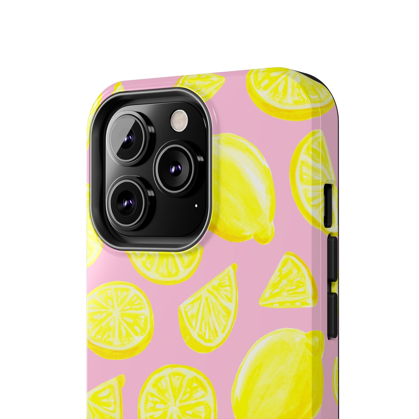 Bright Yellow Lemons Watercolor Illustrated Tossed Pattern Light Pink Tough Phone Case | Various Models
