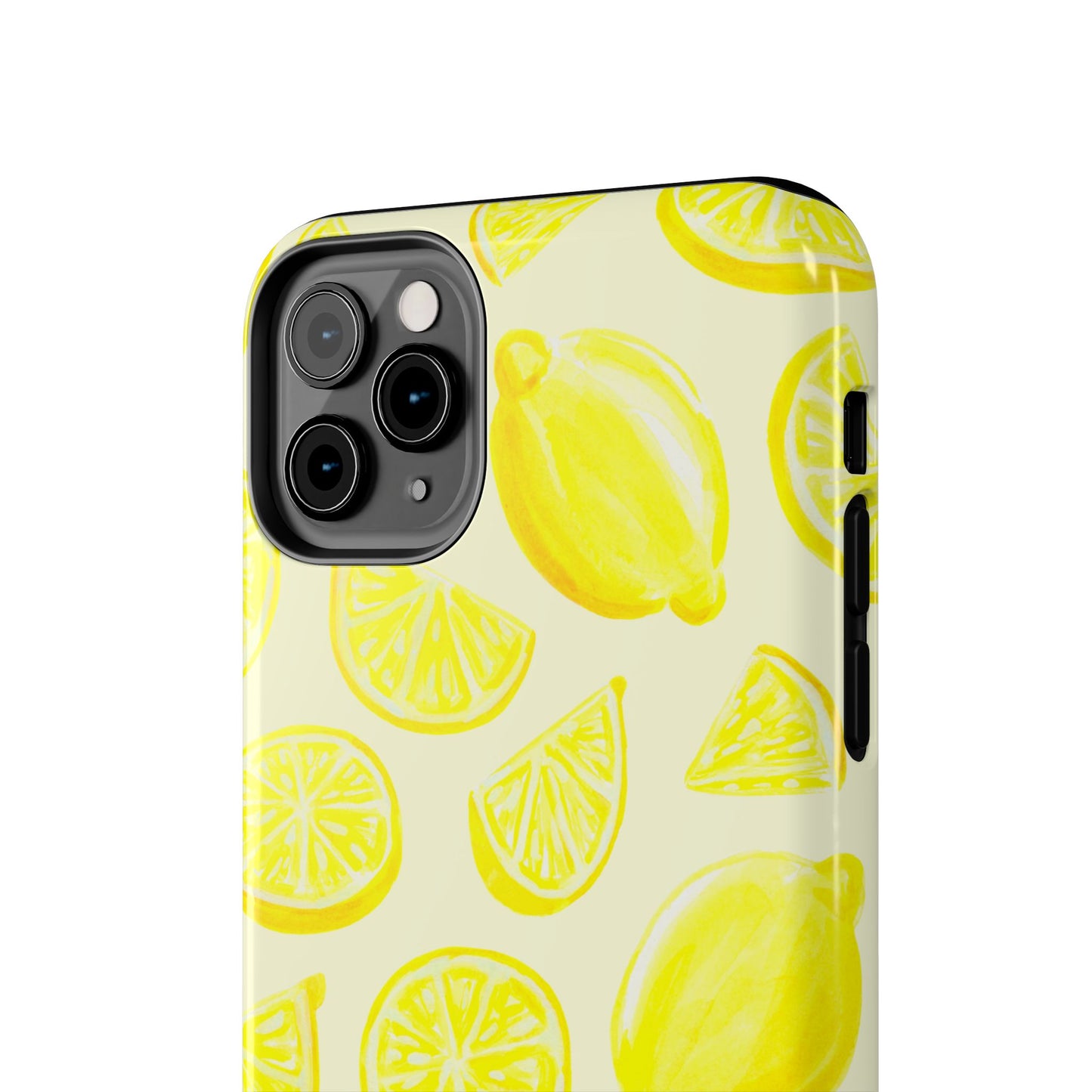 Bright Yellow Lemons Watercolor Illustrated Tossed Pattern Pale Yellow Tough Phone Case | Various Models