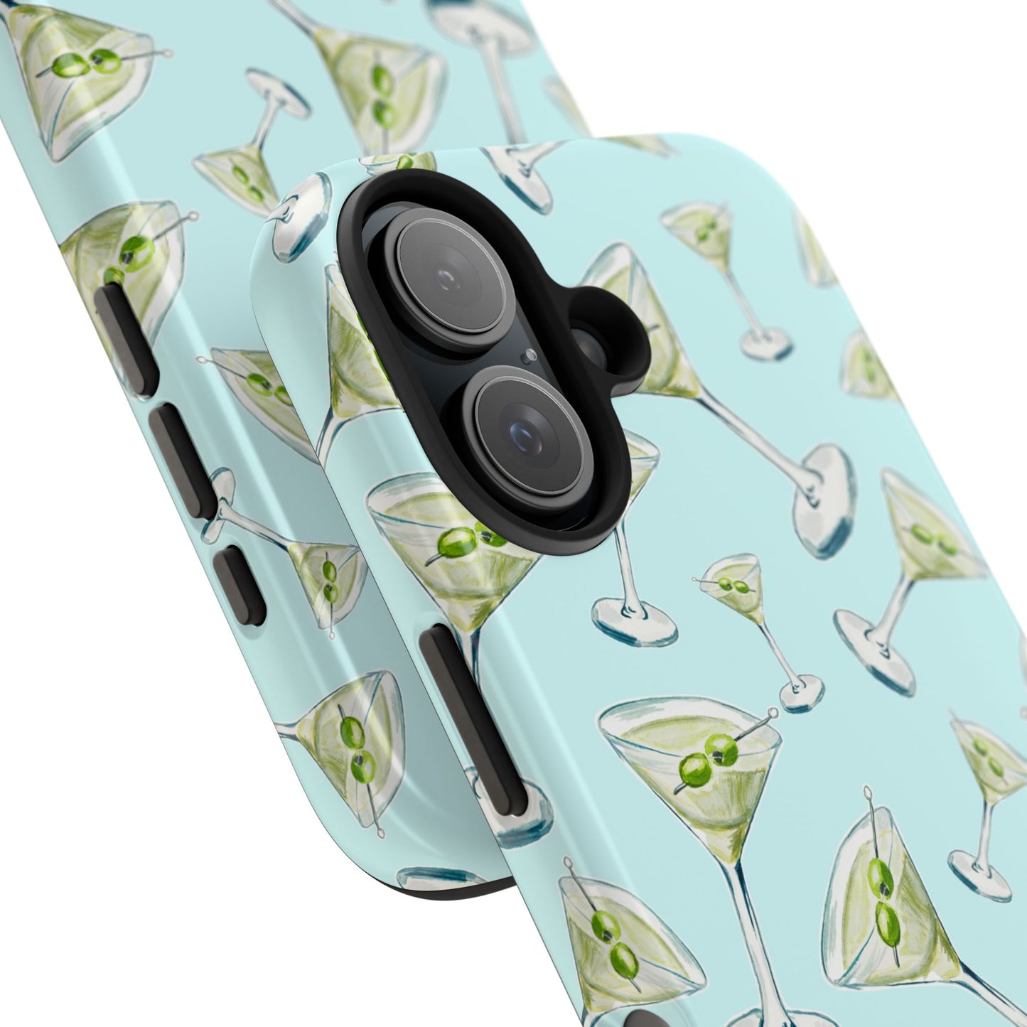 Watercolor Blue and Green Martinis Tossed Illustrated Pattern Turquoise Blue Tough Phone Case | Various Models