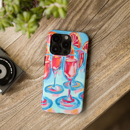 Pink Blood Orange Mimosas Blue Champagne Flute Acrylic Tough Phone Case | Various Models Available