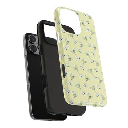 Yellow Mini Martini Watercolor Illustrated Tossed Pattern Tough Phone Case | Various Models Available