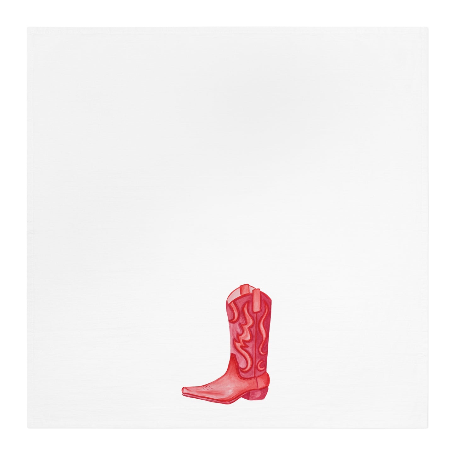 Tea Towel | Red Cowboy Boot Watercolor Illustration | Boho Western Rustic Kitchen Decor | Coastal Cowgirl Kitchen
