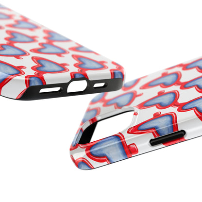 Red Heart Shaped Sunglasses Watercolor Illustrated Tough Phone Case | Various Models