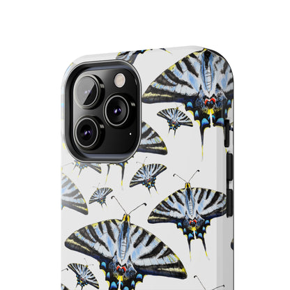 Light Blue Swallowtail Butterflies Watercolor Illustrated Pale Blue Tough Phone Case | Various Models