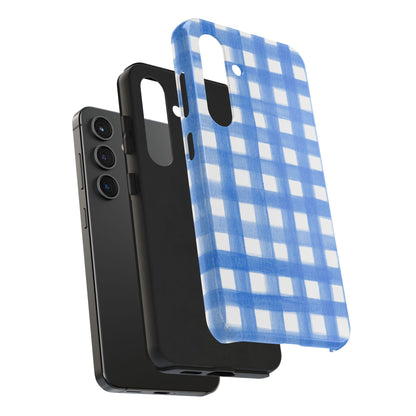 Blue Gingham Watercolor Preppy Tough Phone Case | Various models