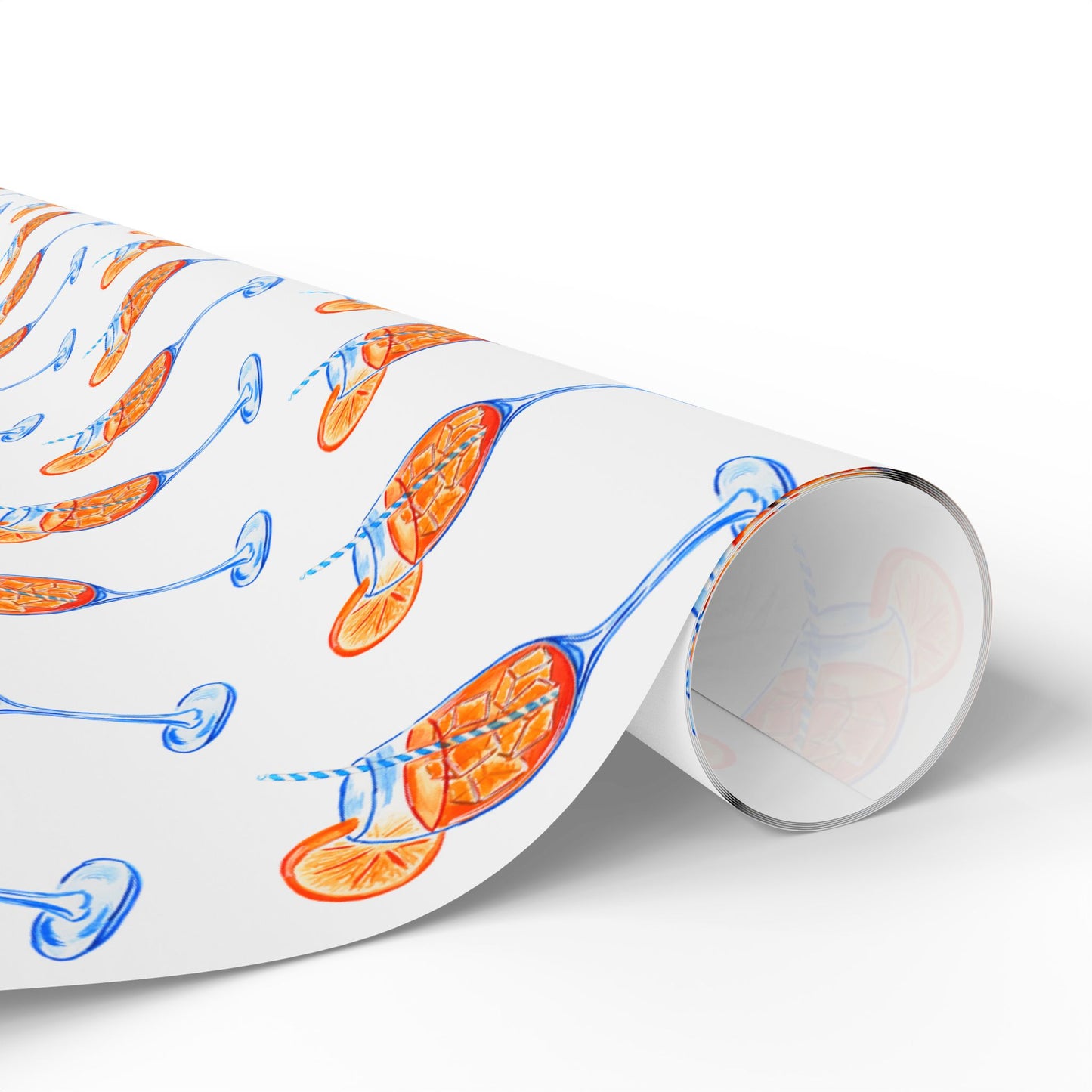 Aperol Spritz Gift Wrap Watercolor Illustrated | Matte or Glossy