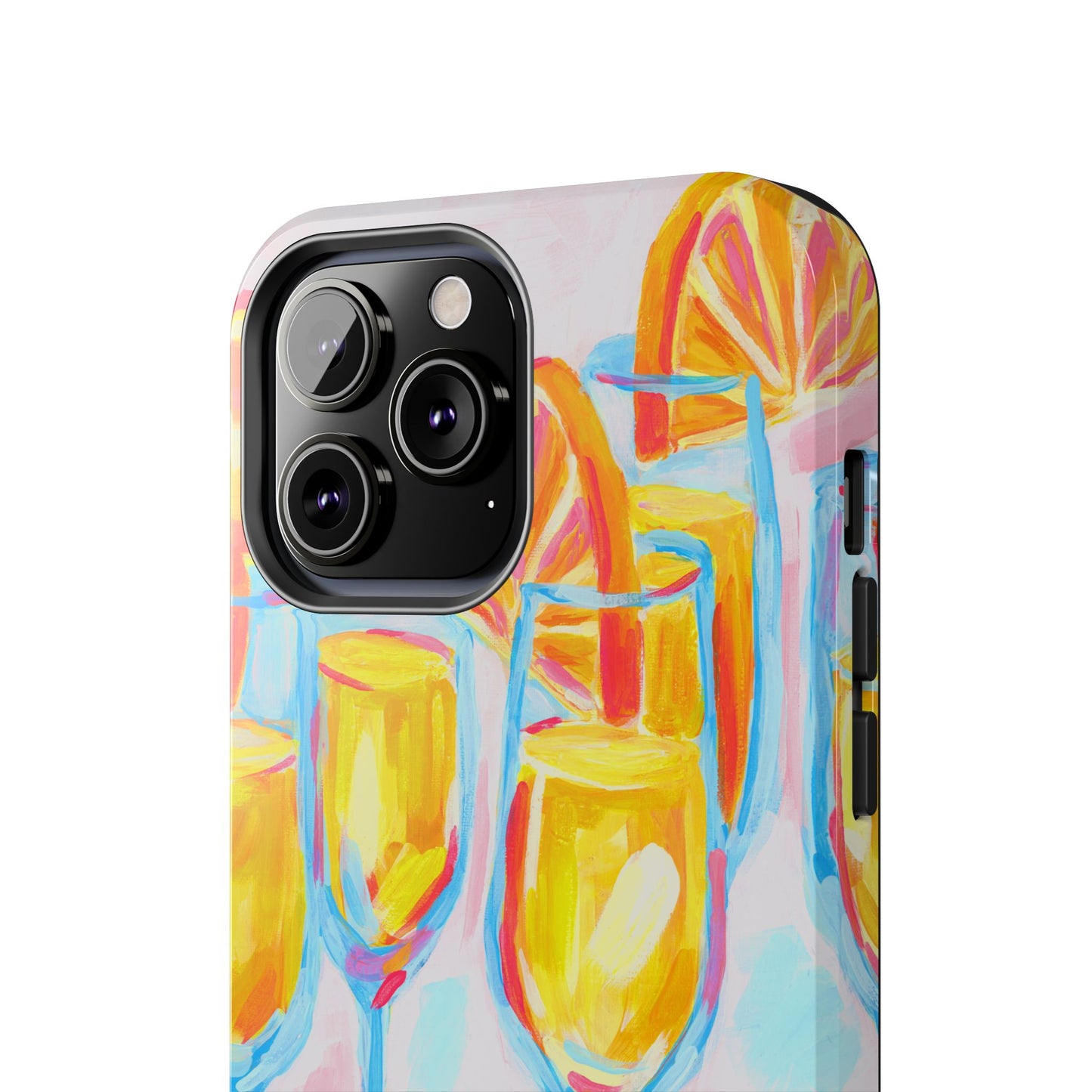 Pink Orange Mimosas Blue Champagne Flutes Abstract Acrylic Tough Phone Case | Various Models