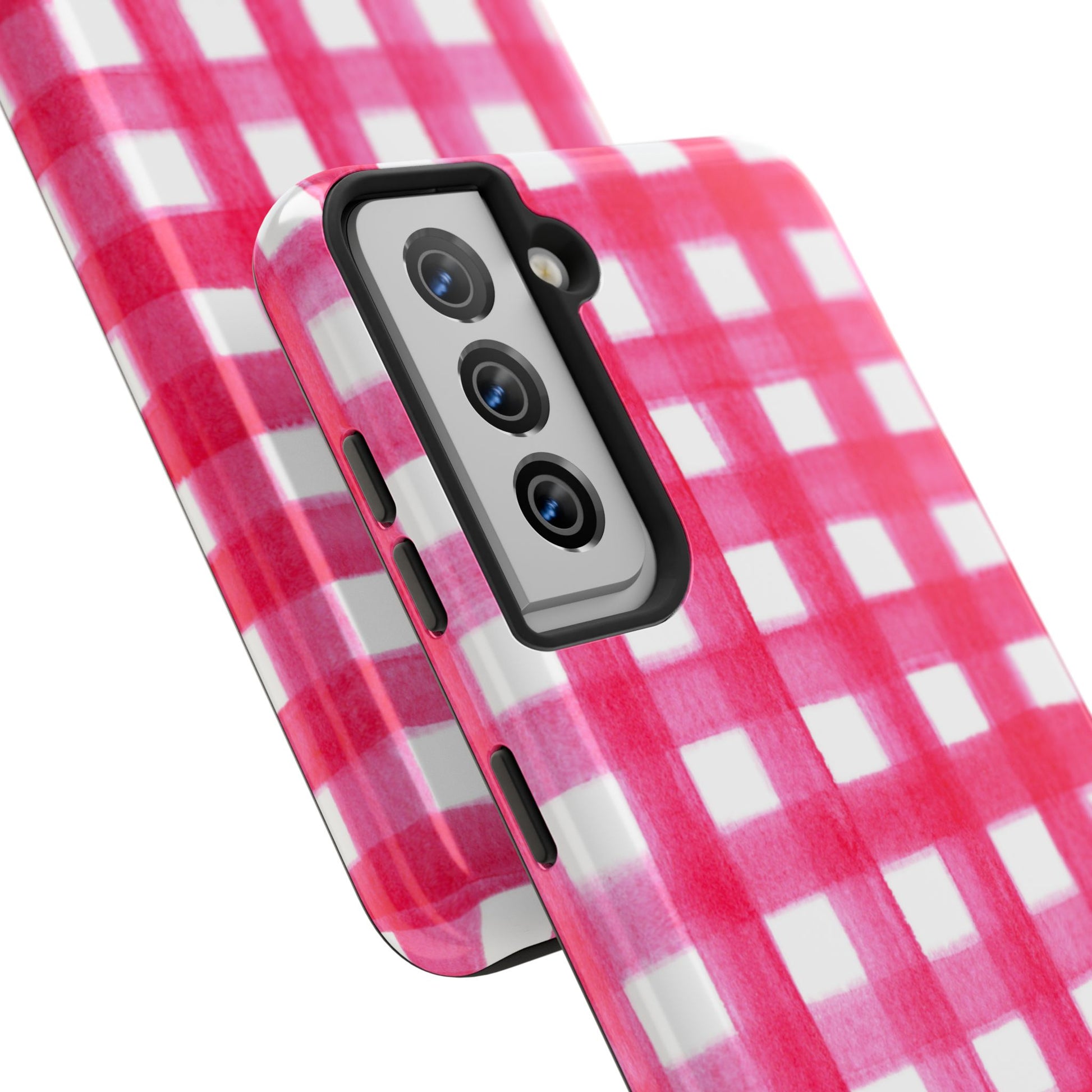 Hot Pink Gingham Watercolor Preppy Tough Phone Case | Various models