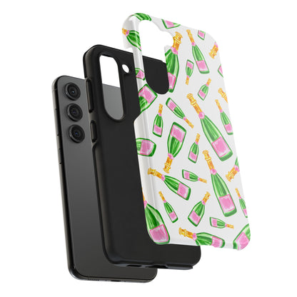 Copy of Tossed Pink and Green Watercolor Illustrated Champagne Bottles Pattern Tough Phone Case | Various Models