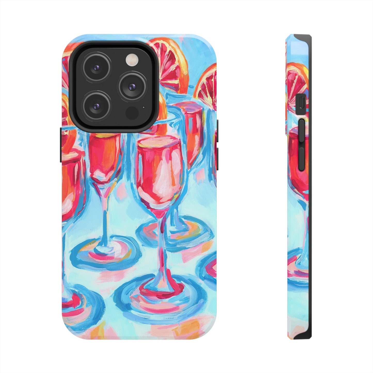 Pink Blood Orange Mimosas Blue Champagne Flute Acrylic Tough Phone Case | Various Models Available