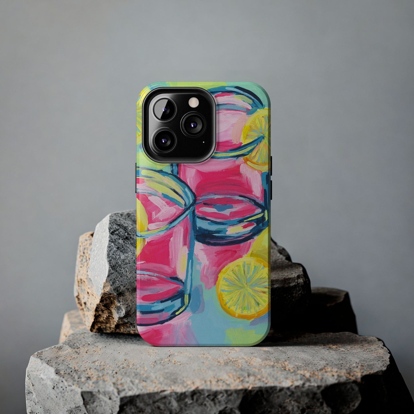 Pink Lemonade Abstract Acrylic Cocktails Tough Phone Case | Various Models Available