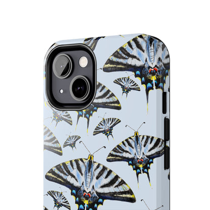 Light Blue Swallowtail Butterflies Watercolor Illustrated Pale Blue Tough Phone Case | Various Models