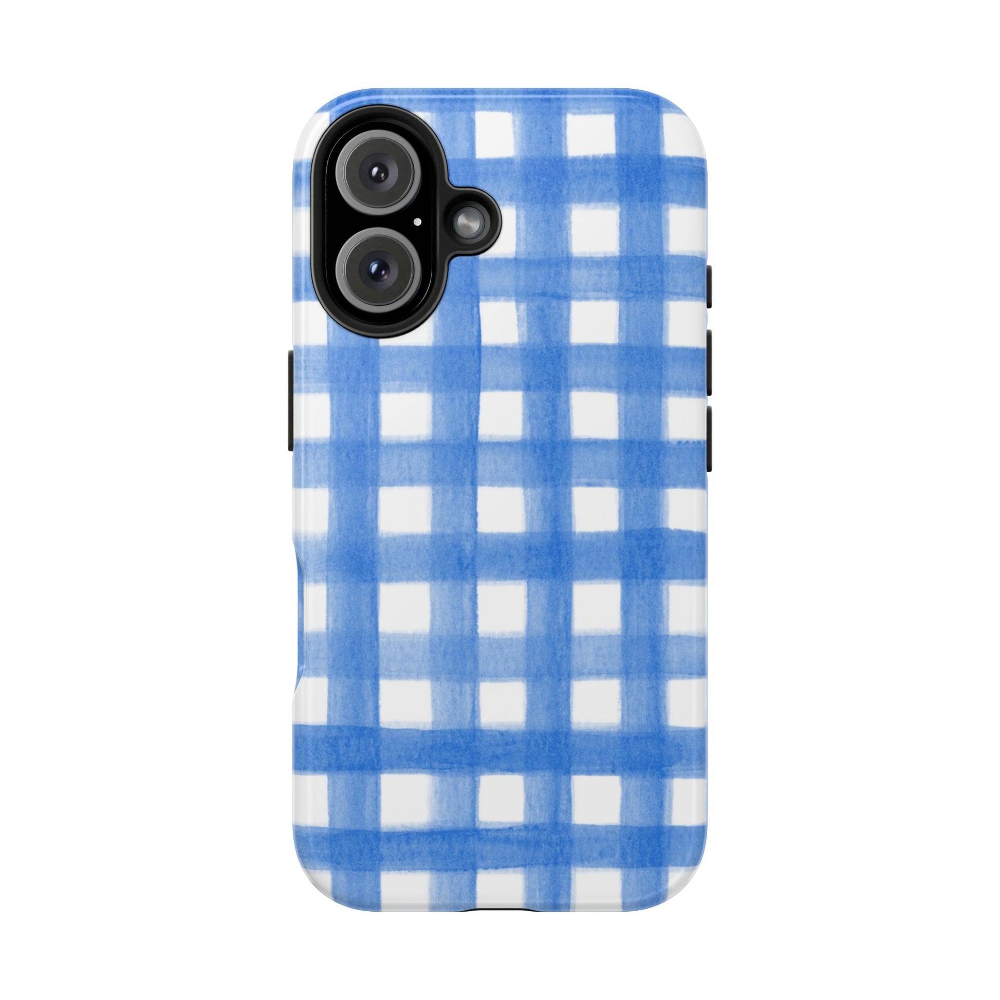 Blue Gingham Watercolor Preppy Tough Phone Case | Various models iPhone 16