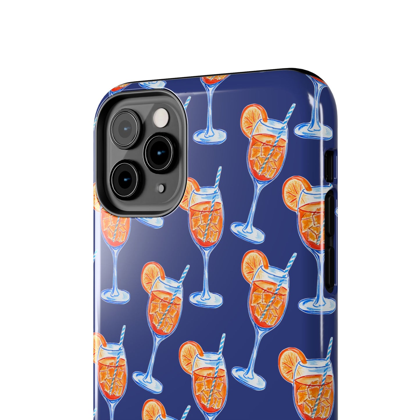 Orange & Blue Aperol Spritz Watercolor Pattern Navy Tough Case | Various Models