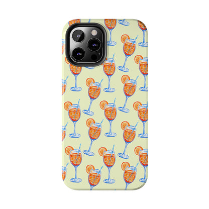 Lemon Yellow Orange & Blue Aperol Spritz Watercolor Patterned Tough Phone Case | Various Models