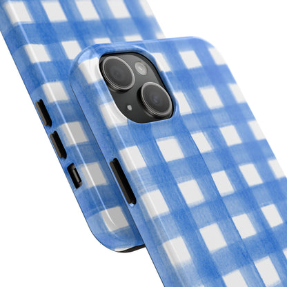 Blue Gingham Watercolor Preppy Tough Phone Case | Various models