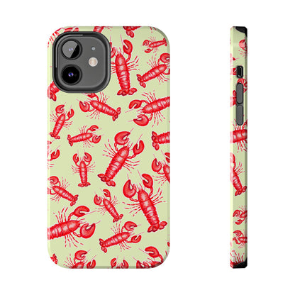 Red Lobster Watercolor Illustrated Tossed Pattern Light Yellow Tough Phone Case | Various Models