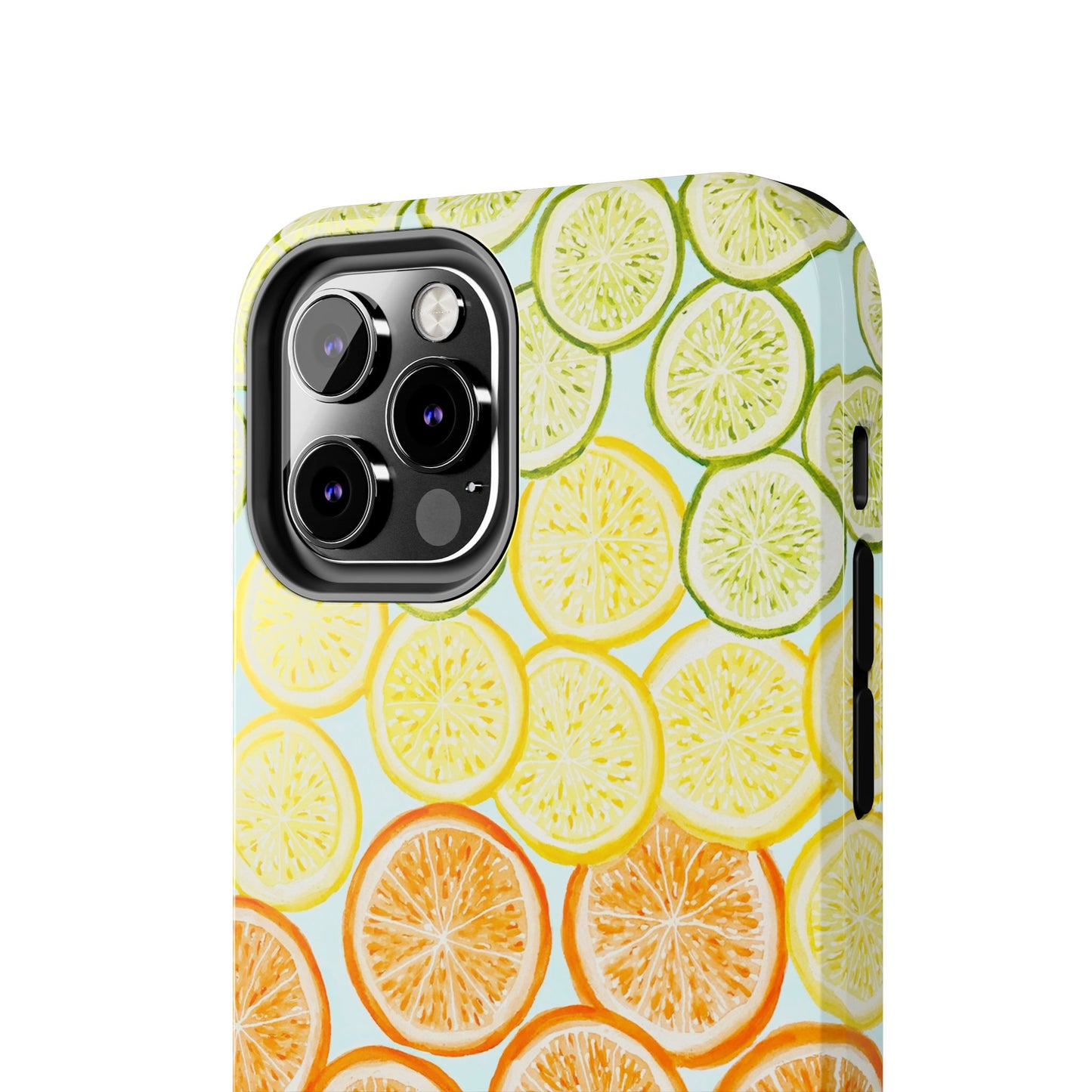 Ombré Citrus Grapefruit, Oranges, Lemons, & Limes Watercolor Illustrated Light Blue Tough Phone Case | Various Models Available