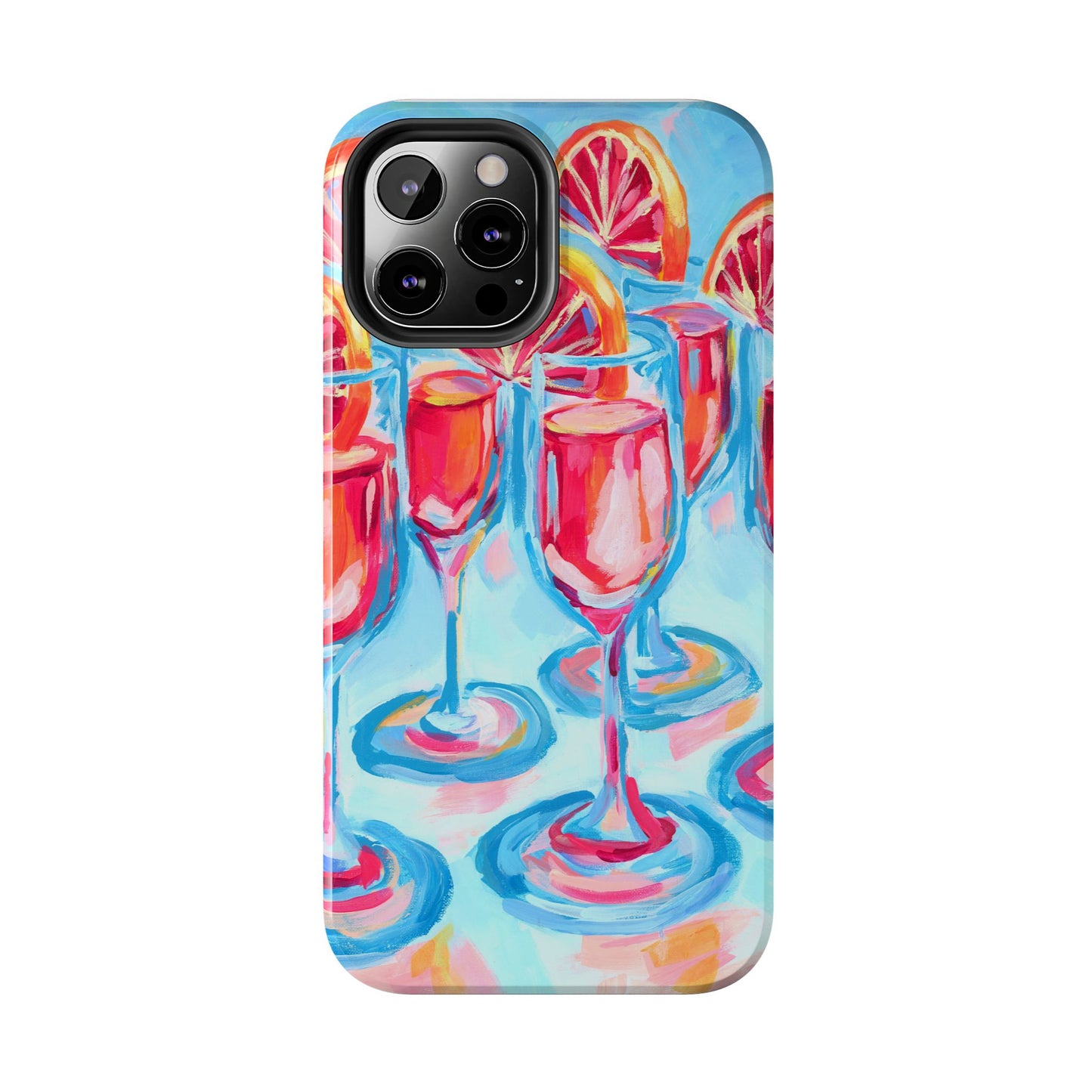 Pink Blood Orange Mimosas Blue Champagne Flute Acrylic Tough Phone Case | Various Models Available
