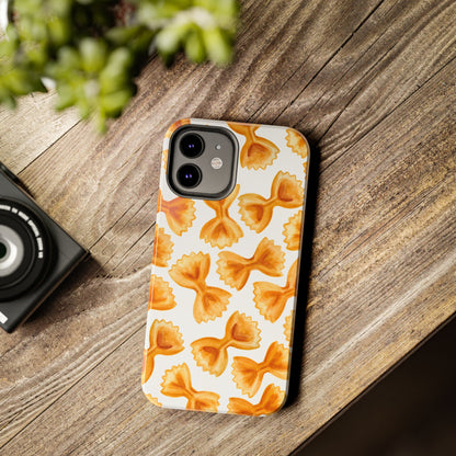 Tossed Farfalle Bow Tie Pasta Watercolor Illustrated White Tough Phone Case | Various Models