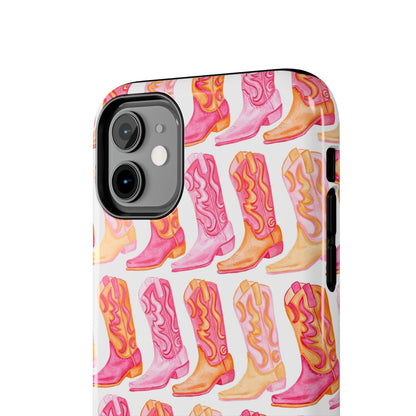 Rows of Hot Pink & Orange Cowboy Boots Tough Phone Cases | Various Models Available
