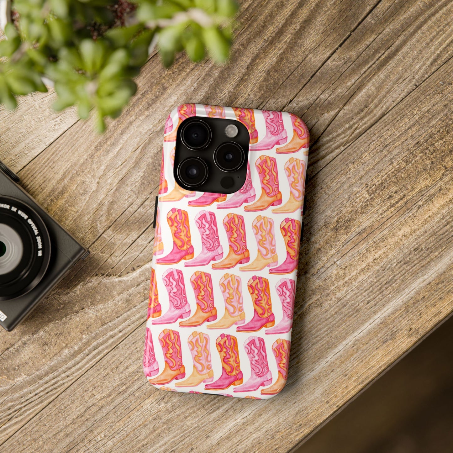 Rows of Hot Pink & Orange Cowboy Boots Tough Phone Cases | Various Models Available