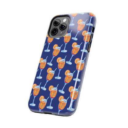 Orange & Blue Aperol Spritz Watercolor Pattern Navy Tough Case | Various Models