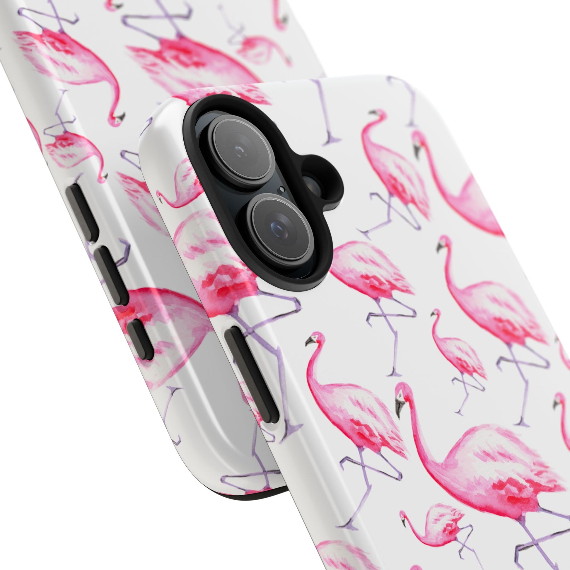 Hot Pink Flamingos Watercolor Illustrated Tossed Pattern Phone Case | Various Models