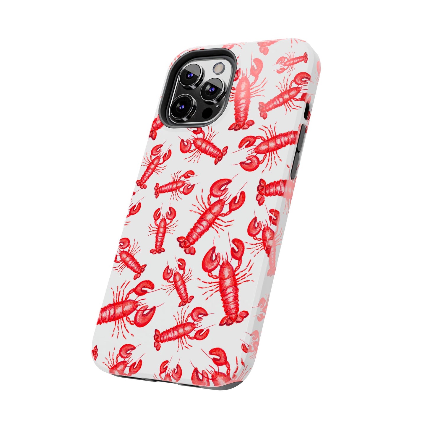 Watercolor Red Lobster Coastal Illustrated Patterned Tough Phone Case | Various Models