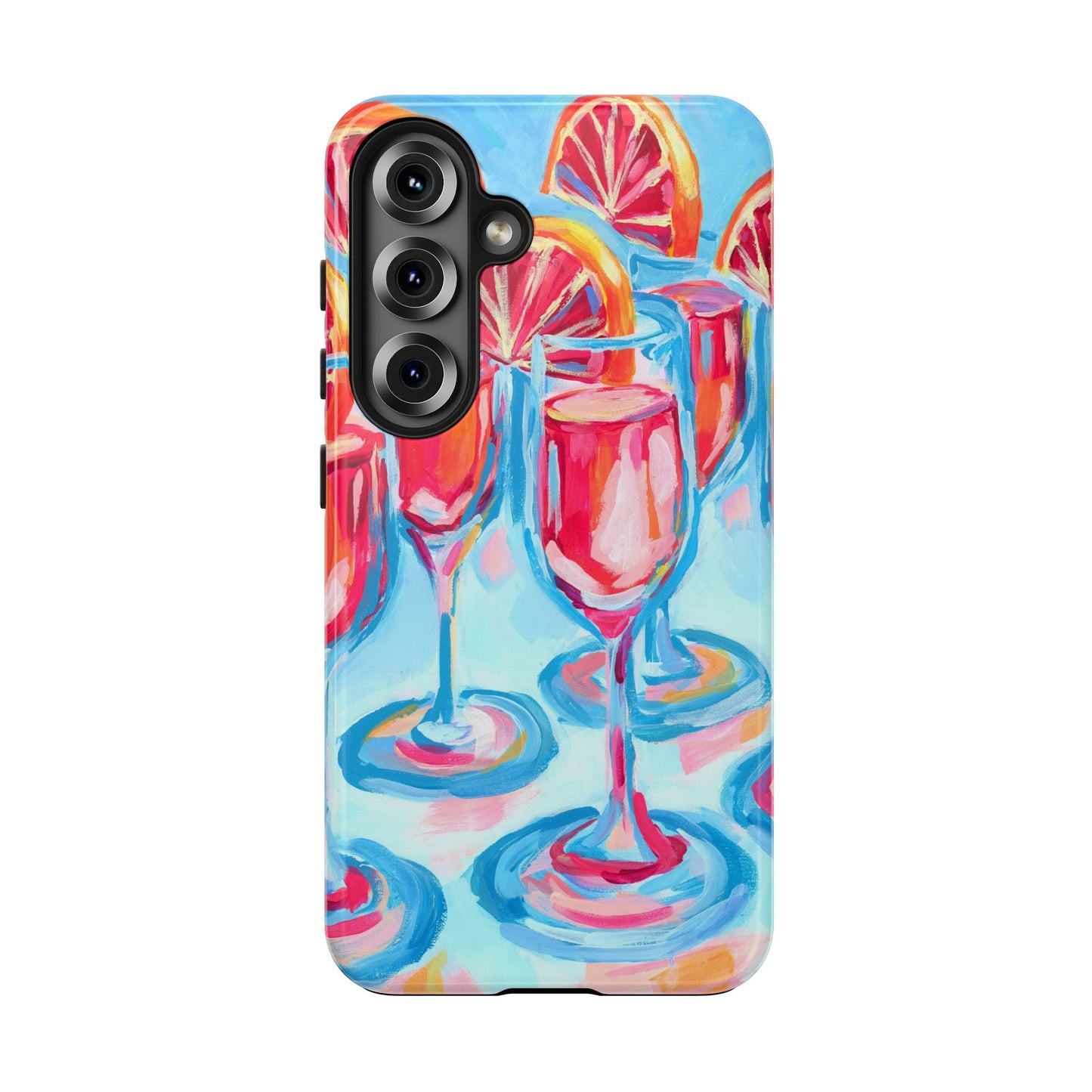 Pink Blood Orange Mimosas Blue Champagne Flute Acrylic Tough Phone Case | Various Models Available