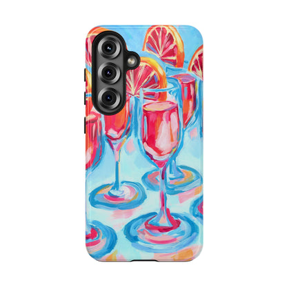 Pink Blood Orange Mimosas Blue Champagne Flute Acrylic Tough Phone Case | Various Models Available
