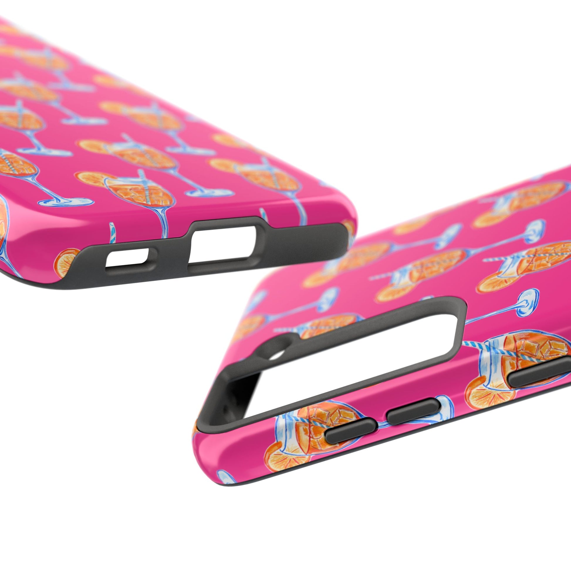 Orange & Blue Aperol Spritz Watercolor Pattern Hot Pink Phone Case | Various Models