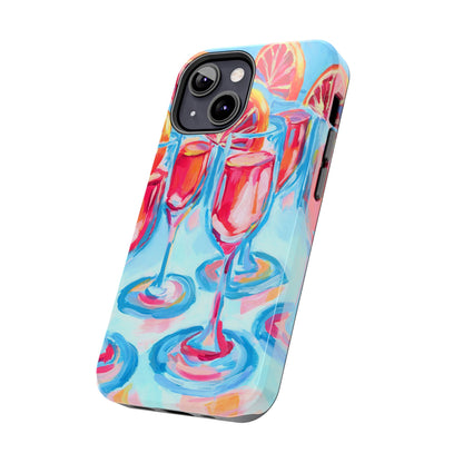 Pink Blood Orange Mimosas Blue Champagne Flute Acrylic Tough Phone Case | Various Models Available