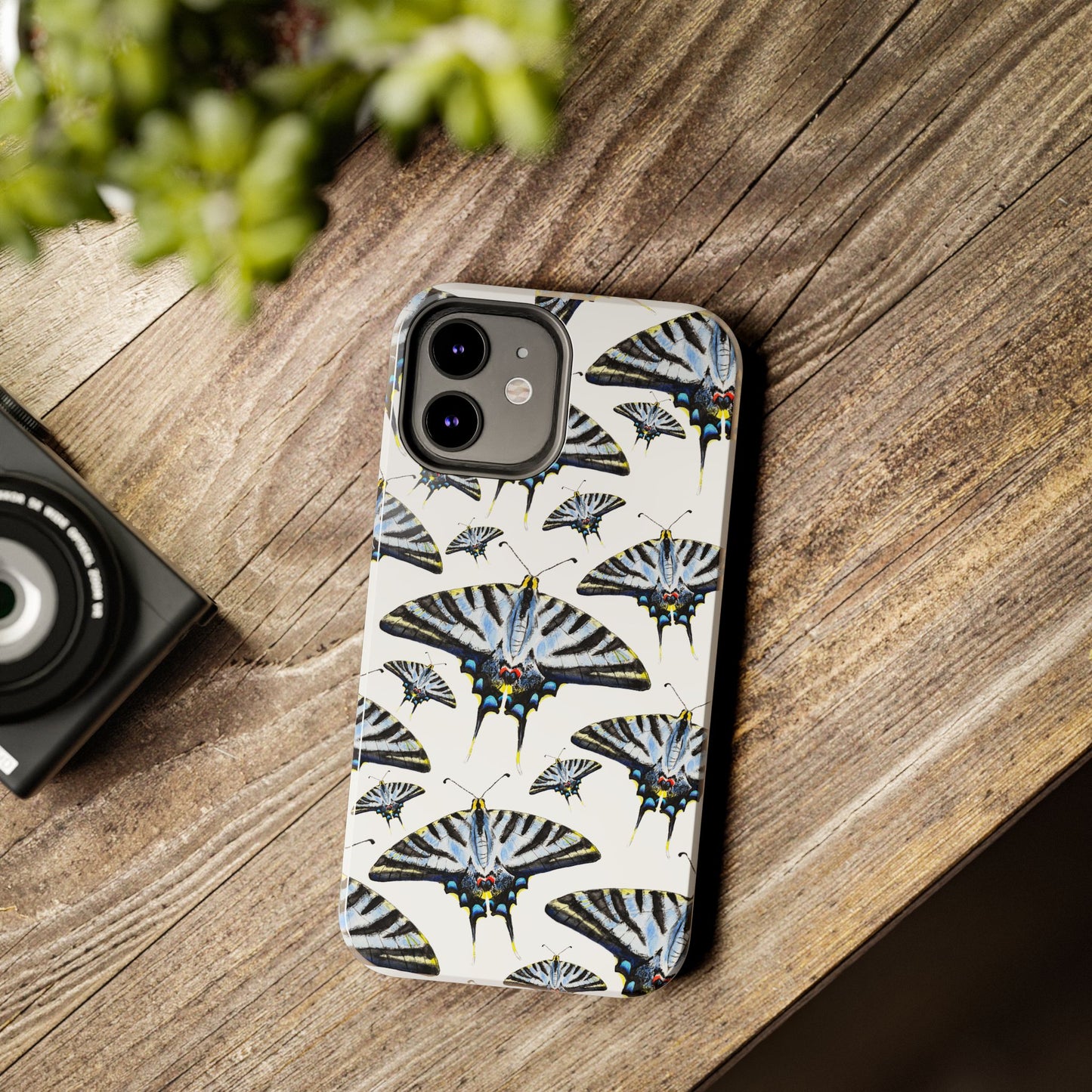 Light Blue Swallowtail Butterflies Watercolor Illustrated Pale Blue Tough Phone Case | Various Models