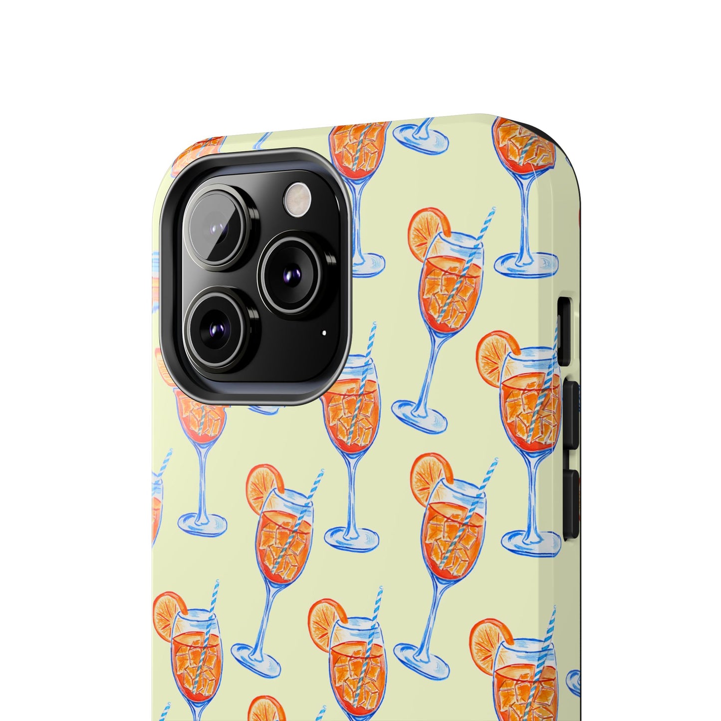 Lemon Yellow Orange & Blue Aperol Spritz Watercolor Patterned Tough Phone Case | Various Models