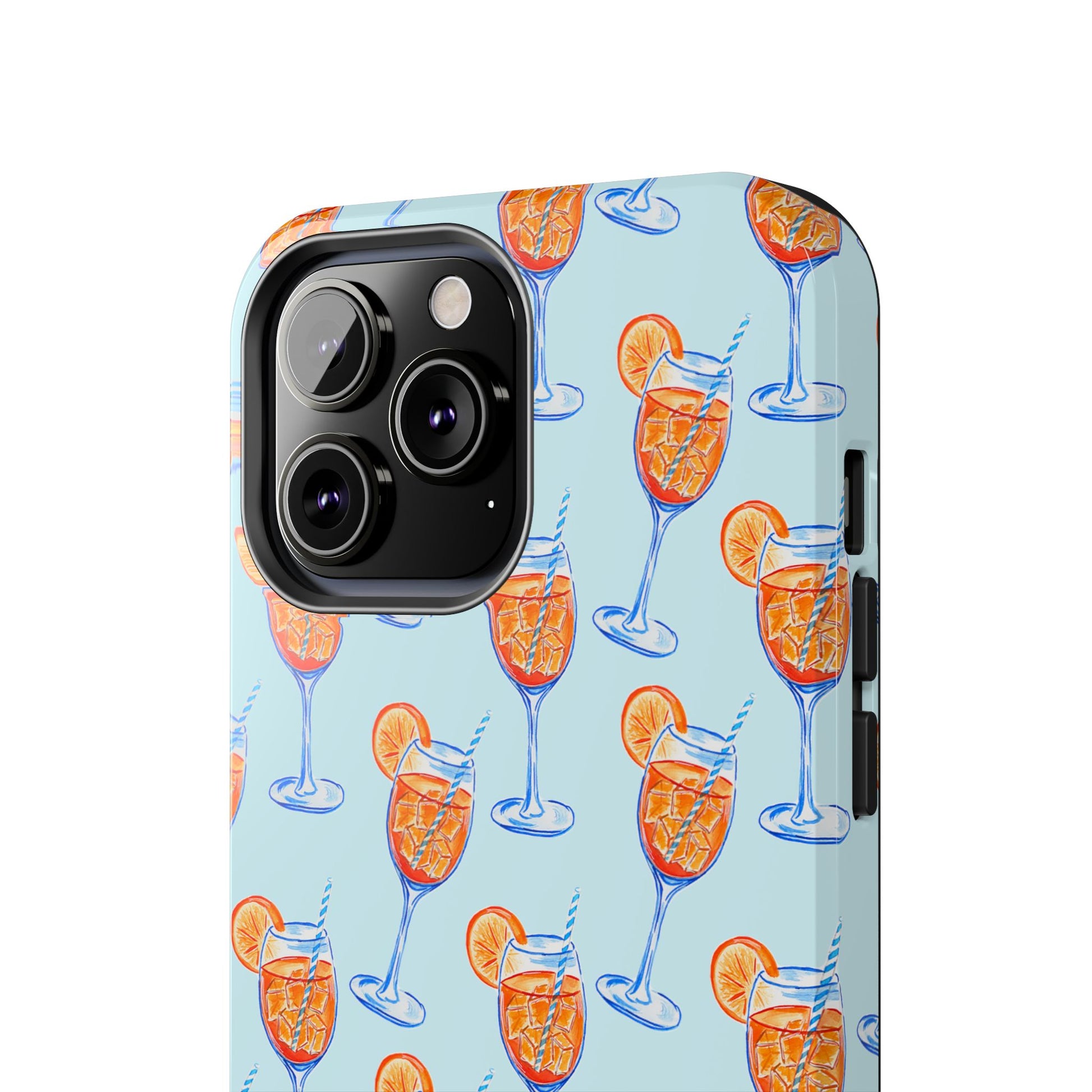 Orange & Blue Aperol Spritz Watercolor Pattern Turquoise Phone Case | Various Models
