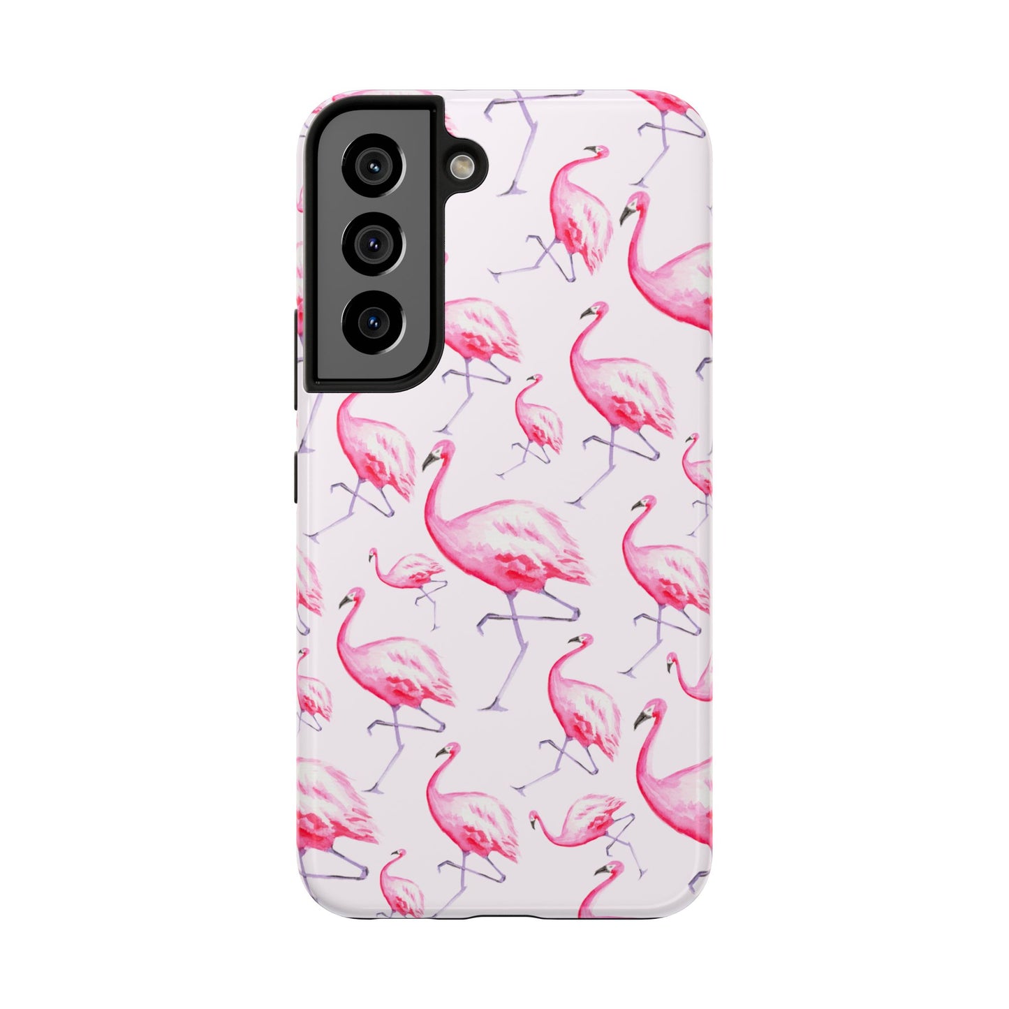 Pink Flamingos Watercolor Illustrated Tossed Pattern Blush Phone Case | Various Models Samsung Galaxy S22