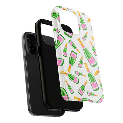 Copy of Tossed Pink and Green Watercolor Illustrated Champagne Bottles Pattern Tough Phone Case | Various Models