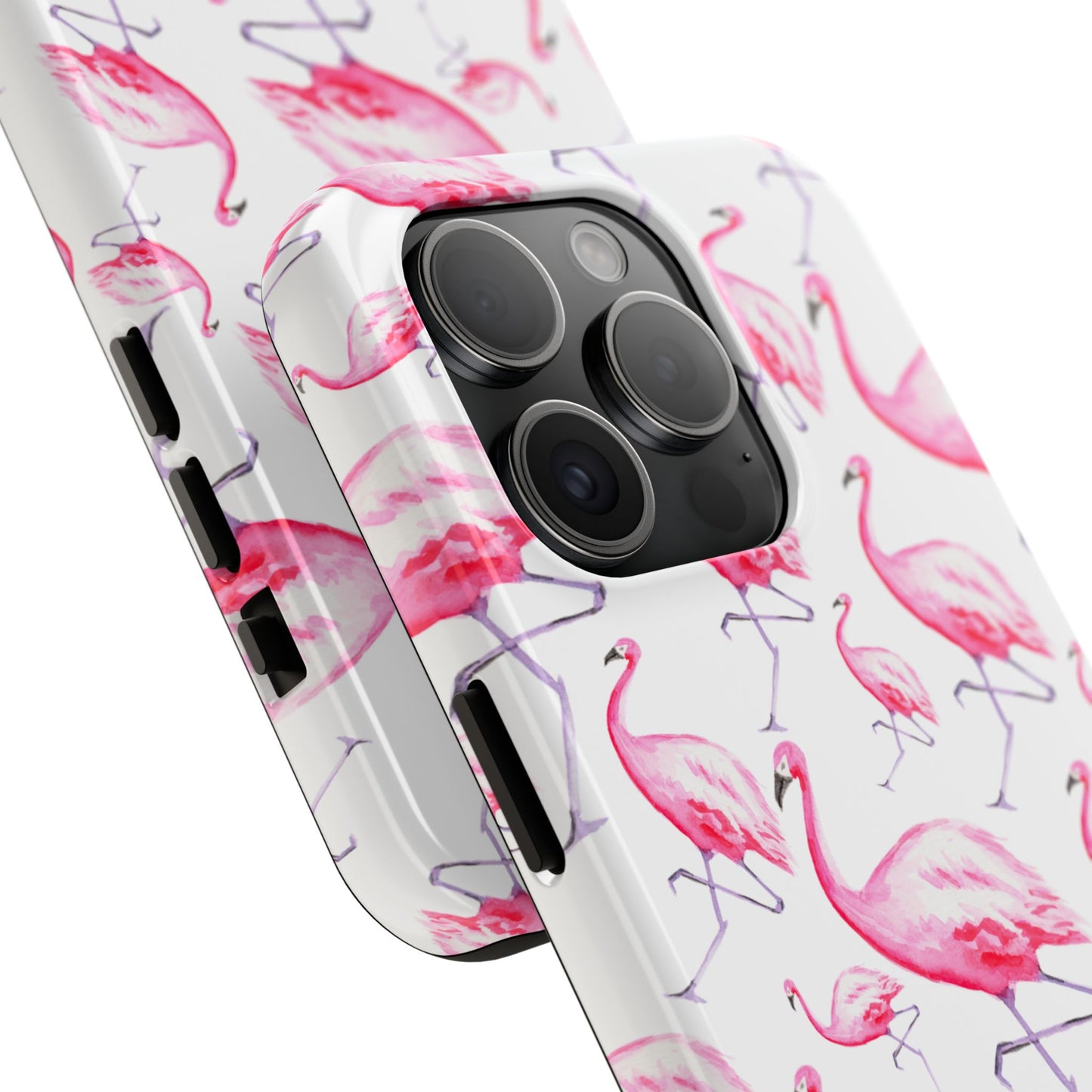 Hot Pink Flamingos Watercolor Illustrated Tossed Pattern Phone Case | Various Models