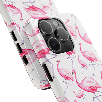 Hot Pink Flamingos Watercolor Illustrated Tossed Pattern Phone Case | Various Models