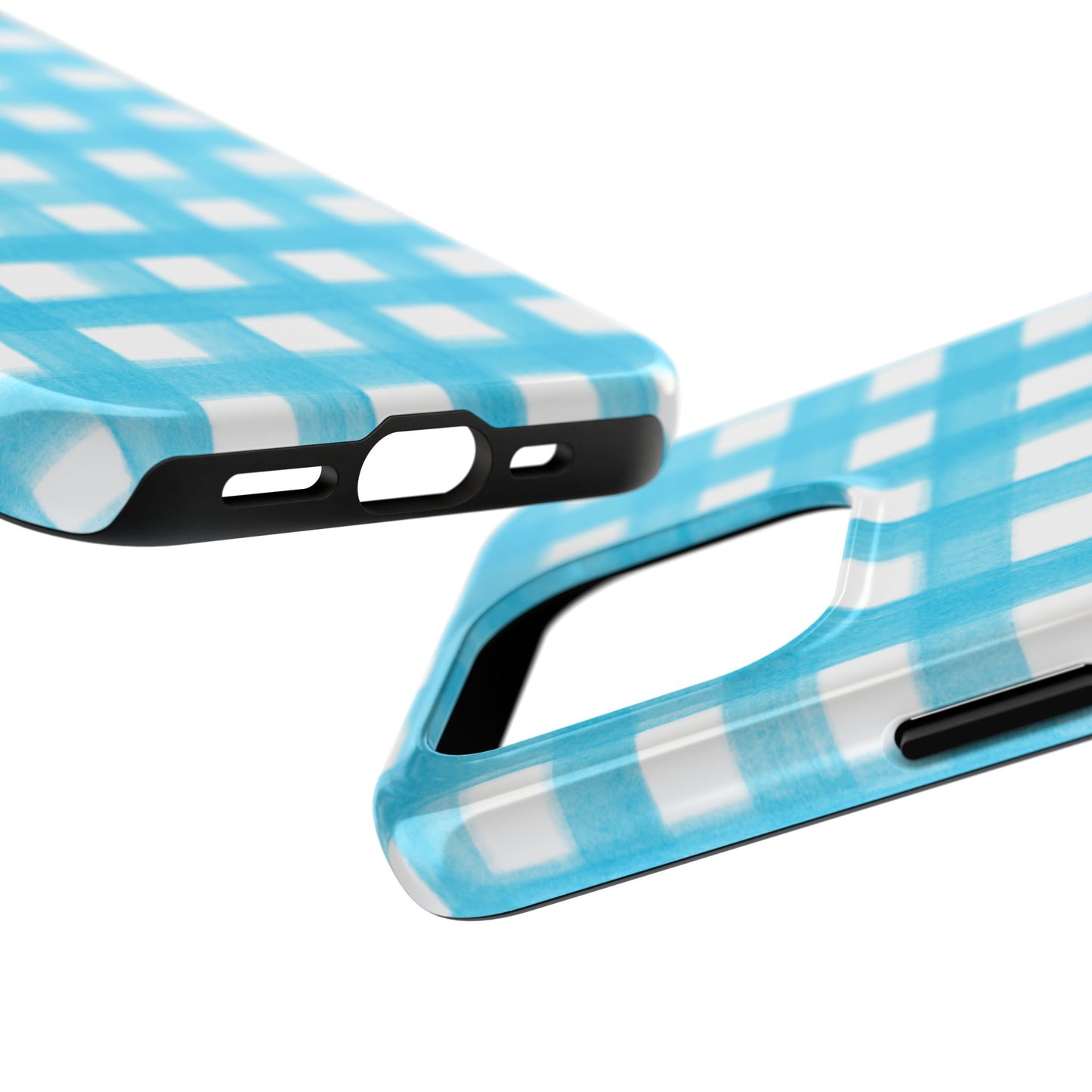 Turquoise Gingham Watercolor Illustrated Tough Phone Case | Various Models Available