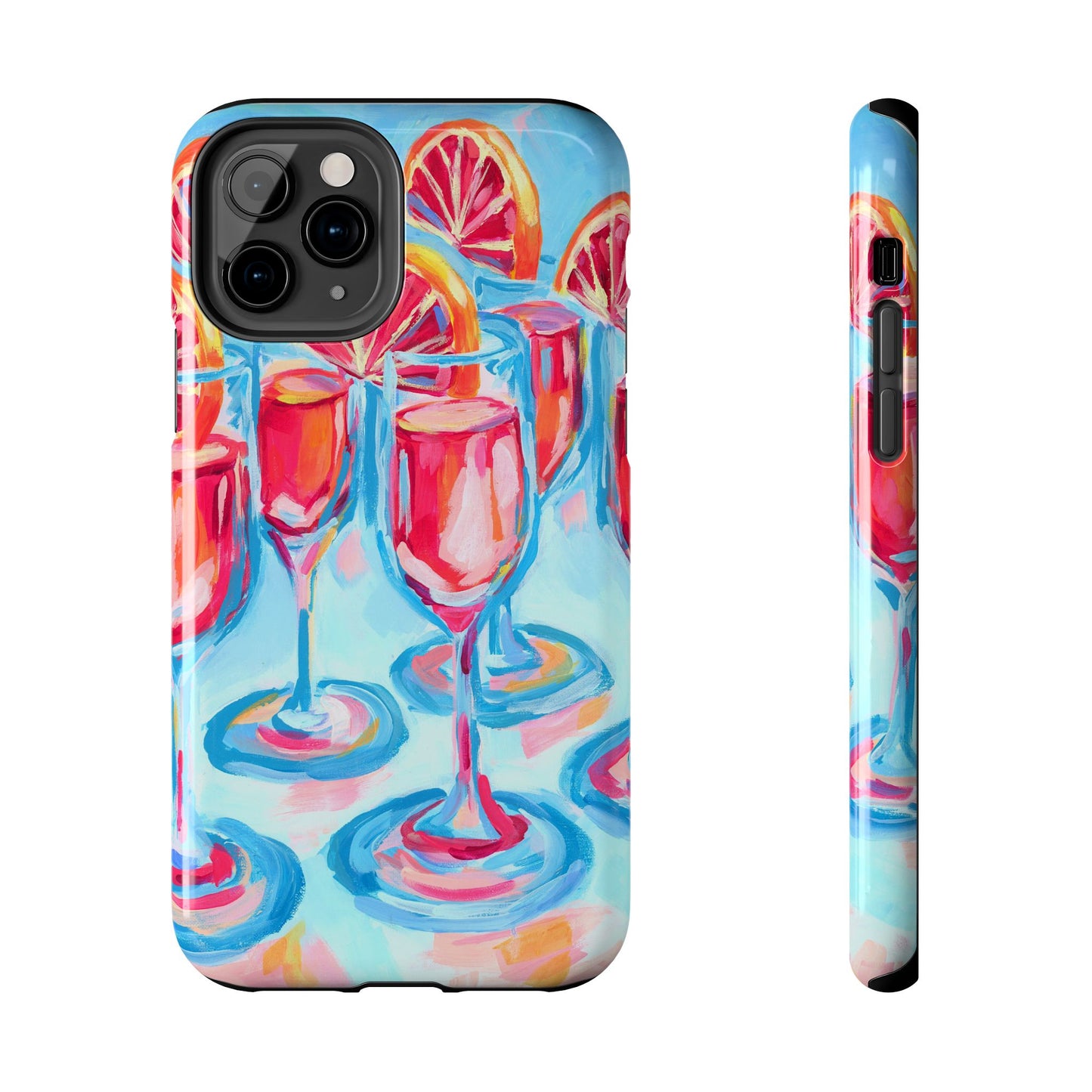 Pink Blood Orange Mimosas Blue Champagne Flute Acrylic Tough Phone Case | Various Models Available