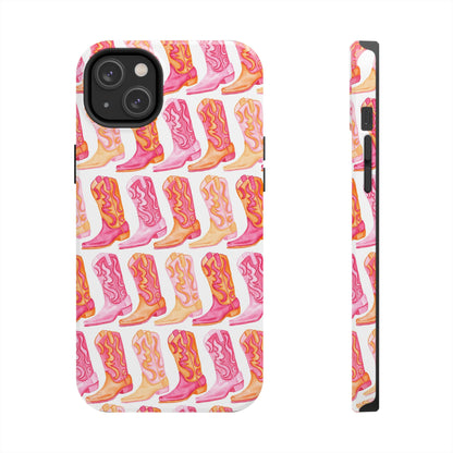 Rows of Hot Pink & Orange Cowboy Boots Tough Phone Cases | Various Models Available