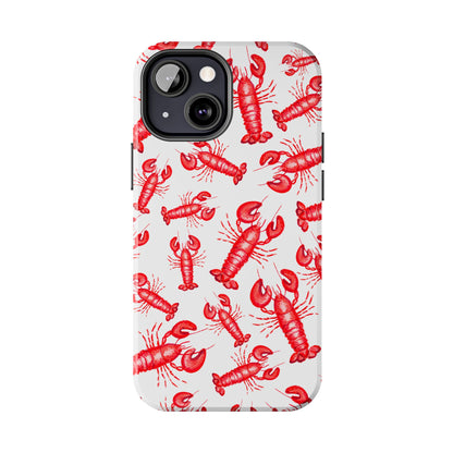 Watercolor Red Lobster Coastal Illustrated Patterned Tough Phone Case | Various Models
