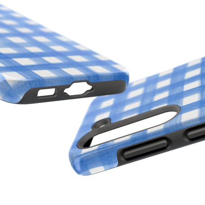 Blue Gingham Watercolor Preppy Tough Phone Case | Various models