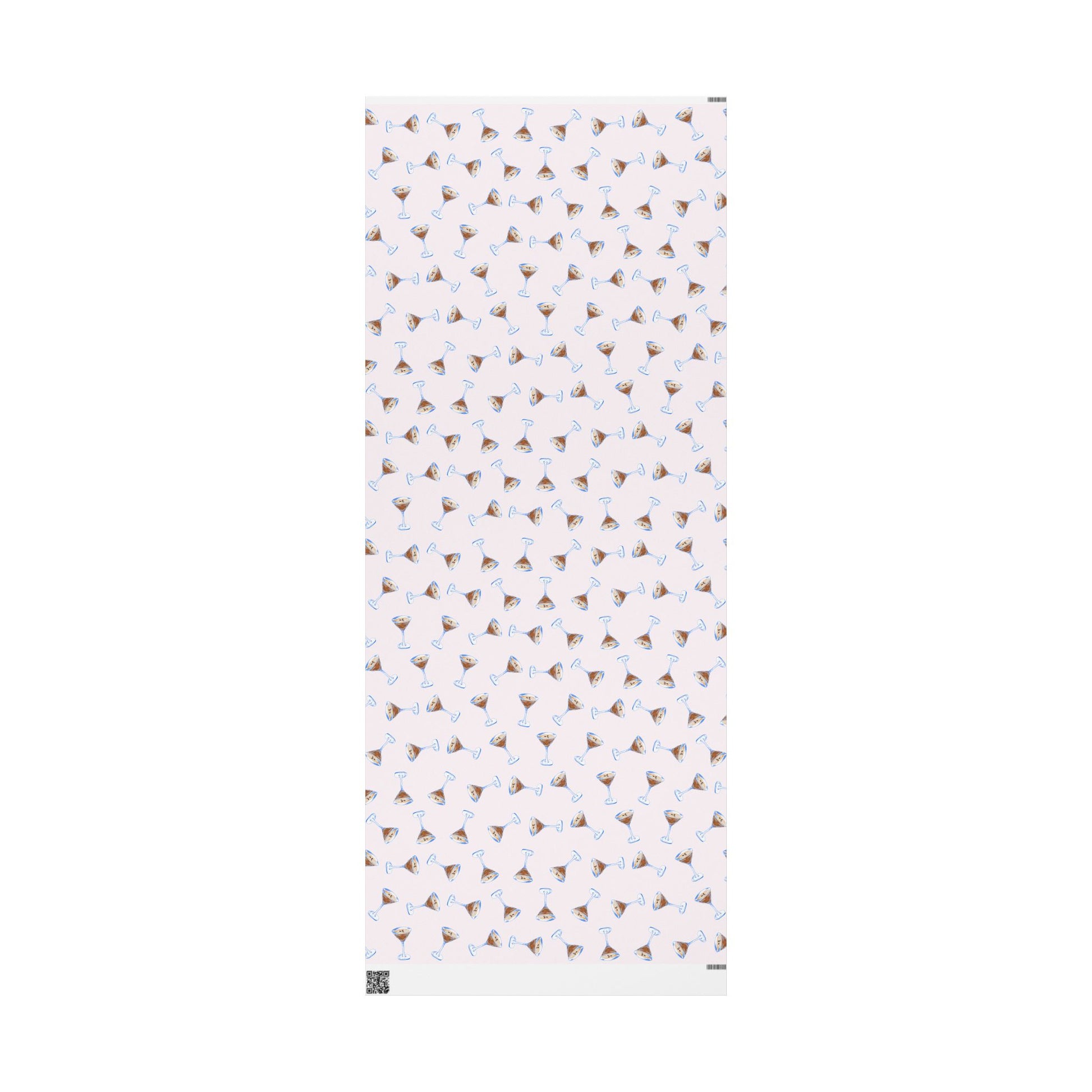 Gift Wrap | Pale Pink Blush Watercolor Espresso Martini Tossed Pattern | Matte or Glossy 30" x 72" Matte