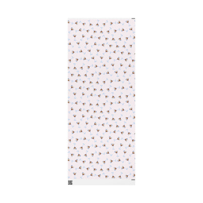 Gift Wrap | Pale Pink Blush Watercolor Espresso Martini Tossed Pattern | Matte or Glossy 30" x 72" Matte