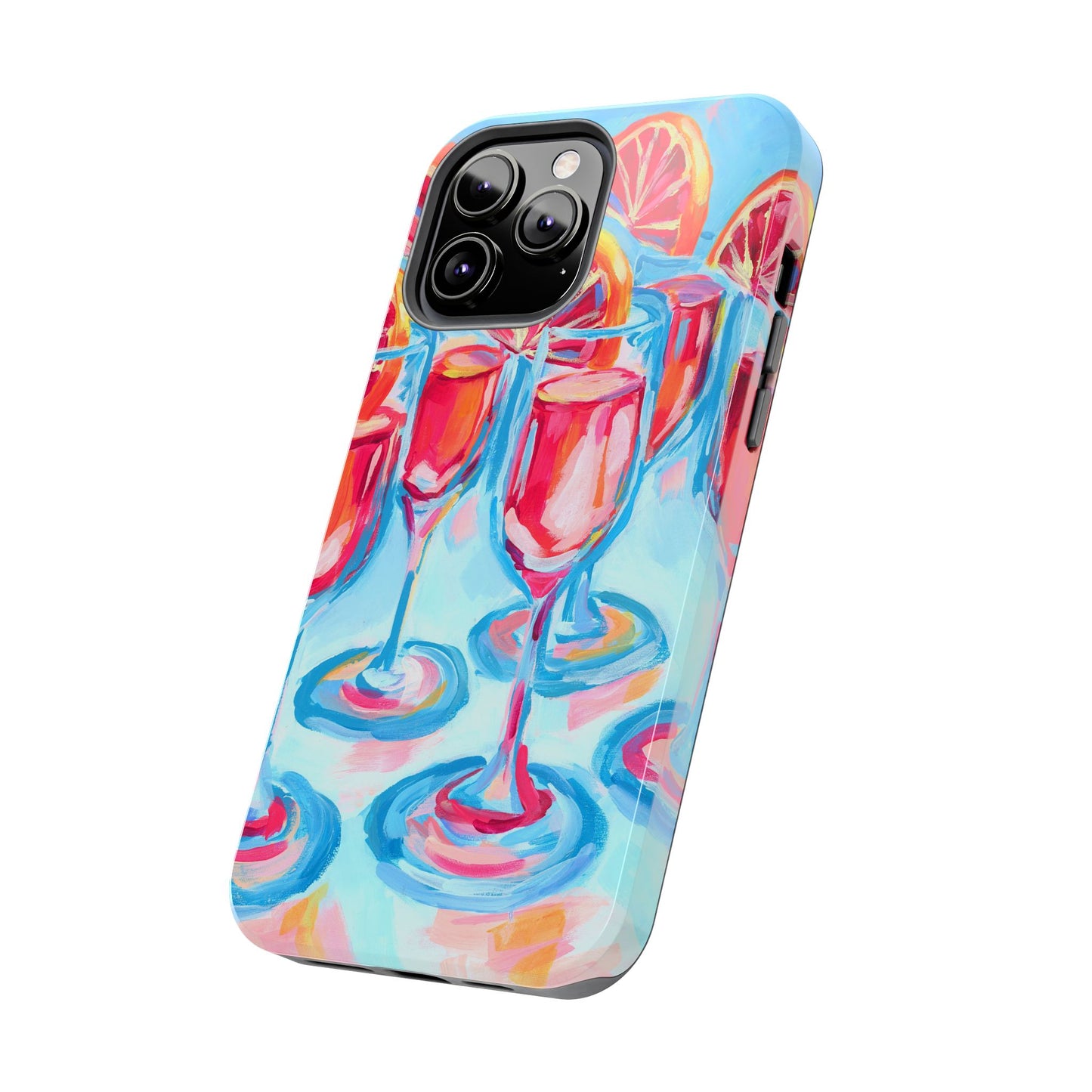 Pink Blood Orange Mimosas Blue Champagne Flute Acrylic Tough Phone Case | Various Models Available