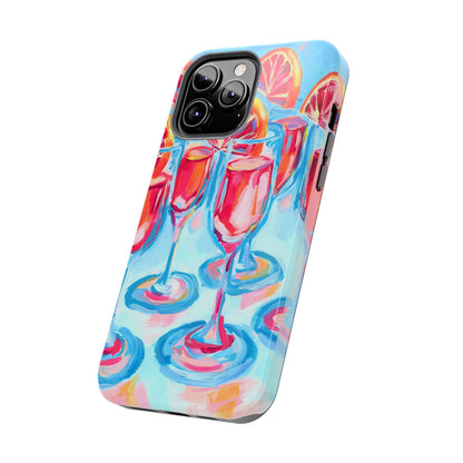 Pink Blood Orange Mimosas Blue Champagne Flute Acrylic Tough Phone Case | Various Models Available