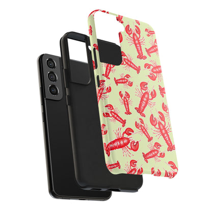 Red Lobster Watercolor Illustrated Tossed Pattern Light Yellow Tough Phone Case | Various Models